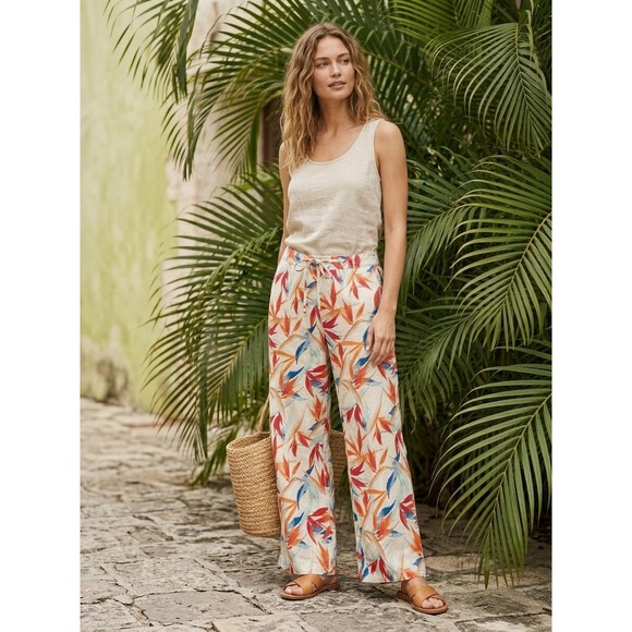 Tommy Bahama Pants - Tommy Bahama Pants Women Tropical Bird of Paradise Linen Blend Wide Leg Pants 6